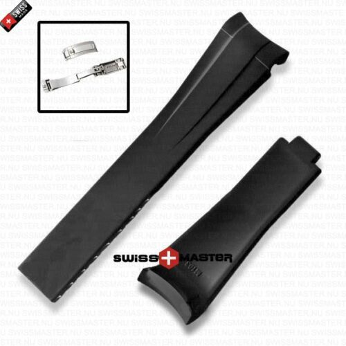 Rubber Black Rolex Strap Complete With Stainless Steel Folding Oysterlock - Image 2