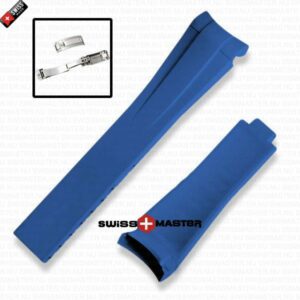 Rubber Blue Rolex Strap Complete With Stainless Steel Folding Oysterlock