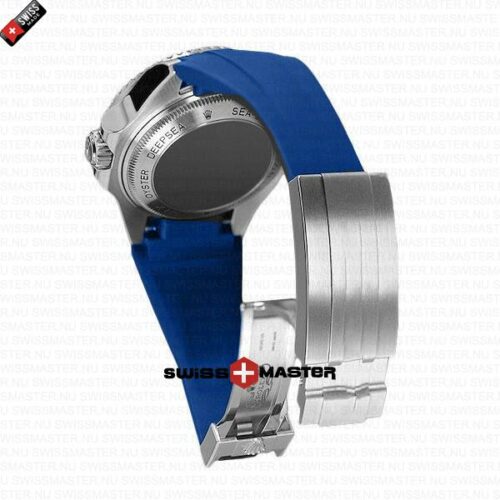 Rubber Blue Rolex Strap Complete With Stainless Steel Folding Oysterlock - Image 4