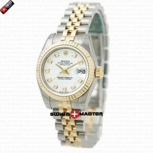 Rolex Datejust 18k Gold 2-tone White Dial Diamond Markers | Swiss Replica Watch
