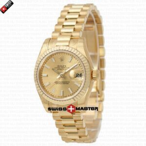 Rolex Datejust 18k Gold President Bracelet Gold Dial | Swiss Replica Watch