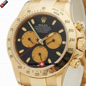 Rolex Cosmograph Daytona Black Newman Dial 18k Gold | Swiss Replica Watch