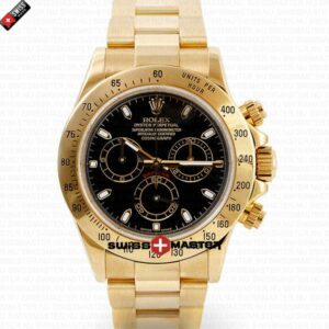 Rolex Cosmograph Daytona Gold Black Newman Dial 18k Gold | Swiss Replica Watch