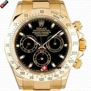 Replica Rolex Daytona – Gold Black Newman Dial, 18K Gold, Racing Elegance