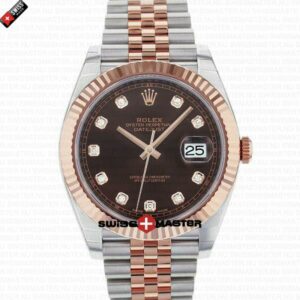 Rolex Datejust 41mm 18k 2-Tone Jubilee Fluted Bezel Chocolate Dial Diamond Markers | Swiss Replica Watch
