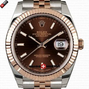 Rolex Datejust 41mm 18k 2-Tone Jubilee Fluted Bezel Chocolate Dial Stick Markers | Swiss Replica Watch