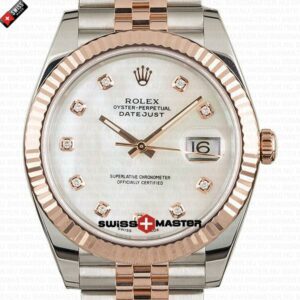 Rolex Datejust 41mm 18k 2-Tone Jubilee Fluted Bezel MOP White Dial Diamond Markers | Swiss Replica Watch