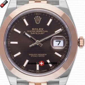 Rolex Datejust 41mm 18k 2-Tone Jubilee Smooth Bezel Chocolate Dial Stick Markers | Swiss Replica Watch