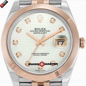 Rolex Datejust 41mm 18k 2-Tone Jubilee Smooth Bezel MOP White Dial Diamond Markers | Swiss Replica Watch