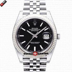 Rolex Datejust 41mm 18k White Gold Jubilee Fluted Bezel Black Dial Stick Markers | Swiss Replica Watch