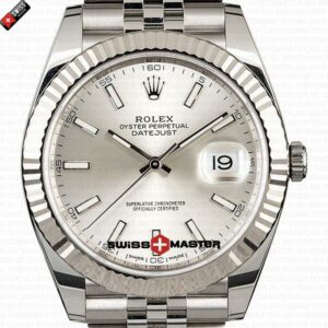 Rolex Datejust 41mm 18k White Gold Jubilee Fluted Bezel Silver Dial Stick Markers | Swiss Replica Watch