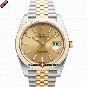 Rolex Datejust 41mm 18k Yellow Gold Jubilee Fluted Bezel Gold Dial Stick Markers | Swiss Replica Watch