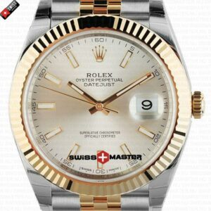 Rolex Datejust 41mm 18k Yellow Gold Jubilee Fluted Bezel Silver Dial Stick Markers | Swiss Replica Watch