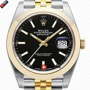 Rolex Datejust 41mm 18k Yellow Gold Jubilee Smooth Bezel Silver Dial Stick Markers | Swiss Replica Watch