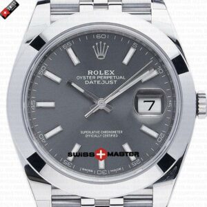 Rolex Datejust 41mm Jubillee SS Rhodium Grey Dial Stick Markers | Swiss Replica Watch