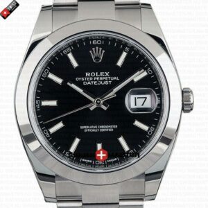 Rolex Datejust 41mm SS Black Dial Smooth Bezel Stick Markers | Swiss Replica Watch