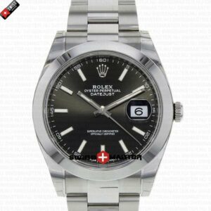 Rolex Datejust 41mm SS Black Dial Smooth Bezel Stick Markers | Swiss Replica Watch