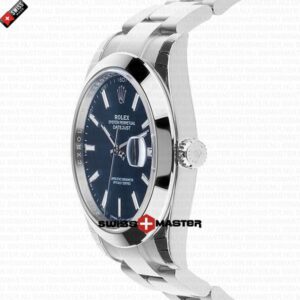 Rolex Datejust 41mm SS Rhodium Blue Dial Smooth Bezel Stick Markers | Swiss Replica Watch