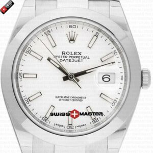 Rolex Datejust 41mm SS White Dial Smooth Bezel Stick Markers | Swiss Replica Watch