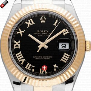 Rolex Datejust 41mm 18k 2-Tone Black Dial Roman Markers | Swiss Replica Watch