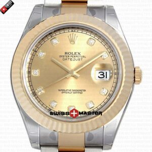 Rolex Datejust 41mm 18k 2-Tone Gold Dial Diamond Markers | Swiss Replica Watch