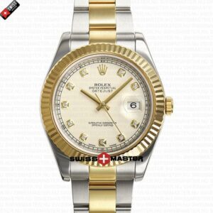 Rolex Datejust 41mm 18k 2-Tone White Dial Diamond Markers | Swiss Replica Watch