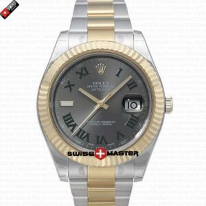 Rolex Datejust 41mm 18k 2-Tone Green Dial with Roman Markers | Swiss Replica Watch