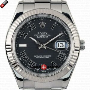 Rolex Datejust 41mm 18k White Gold Black Dial Roman Markers | Swiss Replica Watch