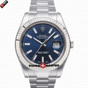 Rolex Datejust 41mm 18k White Gold Blue Dial Stick Markers | Swiss Replica Watch