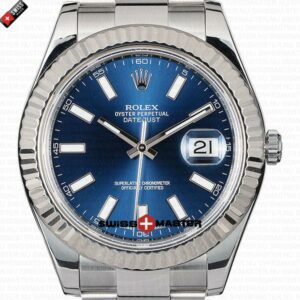 Rolex Datejust 41mm 18k White Gold Blue Dial Stick Markers | Swiss Replica Watch