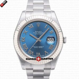 Rolex Datejust 41mm 18k White Gold Blue Dial Roman Markers | Swiss Replica Watch