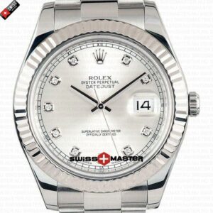 Rolex Datejust 41mm 18k White Gold Silver Dial Diamond Markers | Swiss Replica Watch