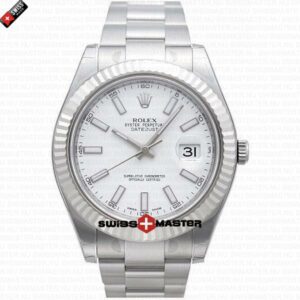 Rolex Datejust 41mm 18k White Gold White Dial Stick Markers | Swiss Replica Watch