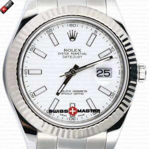 Rolex Datejust 41mm 18k White Gold White Dial Stick Markers | Swiss Replica Watch