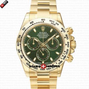 Replica Rolex Cosmograph Daytona – 18K Yellow Gold, Green Dial, Ceramic Bezel, Stick Markers