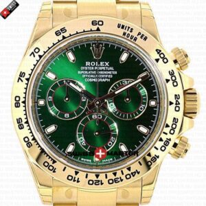 Replica Rolex Cosmograph Daytona – 18K Yellow Gold, Green Dial, Ceramic Bezel, Stick Markers