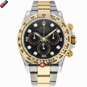 Rolex Cosmograph Daytona 18k 2-tone Diamonds Black Dial | Swiss Replica Watch