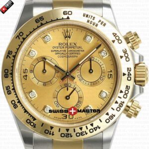Rolex Cosmograph Daytona 18k 2-tone Diamonds Gold Dial | Swiss Replica Watch