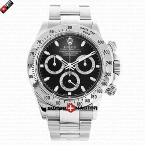 Rolex Daytona SS Black Dial Silver Bezel 40mm | Swiss Replica Watch