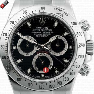 Rolex Daytona SS Black Dial Silver Bezel 40mm | Swiss Replica Watch