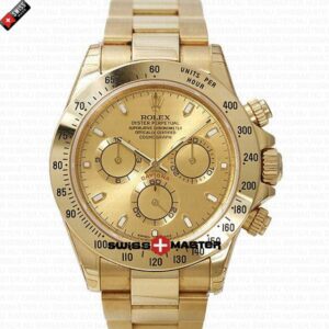 Replica Rolex Cosmograph Daytona Gold with Gold Dial & Stick Marks