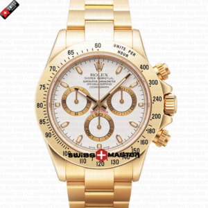 Rolex Cosmograph Daytona Gold with White Dial Stick Marks | Swiss Replica Watch