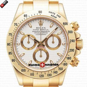 Rolex Cosmograph Daytona Gold with White Dial Stick Marks | Swiss Replica Watch