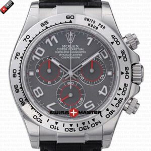 Rolex Cosmograph Daytona White Gold Grey Dial Leather Band | Swiss Replica Watch