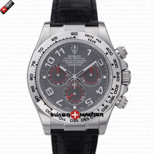 Replica Rolex Daytona – White Gold, Grey Dial, Leather Strap