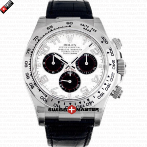 Rolex Cosmograph Daytona White Gold White Arabic Marks Dial Leather Band | Swiss Replica Watch