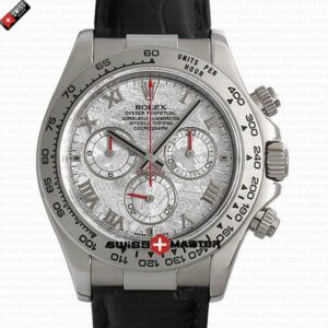 Rolex Cosmograph Daytona White Gold Meteorite Roman Marks Dial Leather Band | Swiss Replica Watch