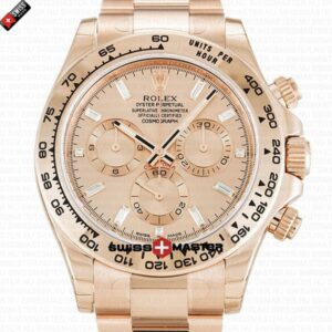 Rolex Cosmograph Daytona 18K Gold Pink Gold Dial Ceramic Bezel Dimond Markers | Swiss Replica Watch