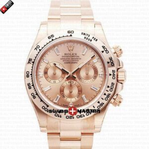 Rolex Cosmograph Daytona 18K Gold Pink Gold Dial Ceramic Bezel Dimond Markers | Swiss Replica Watch