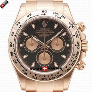 Rolex Cosmograph Daytona Black Dial Everose Full Gold | Swiss Replica Watch